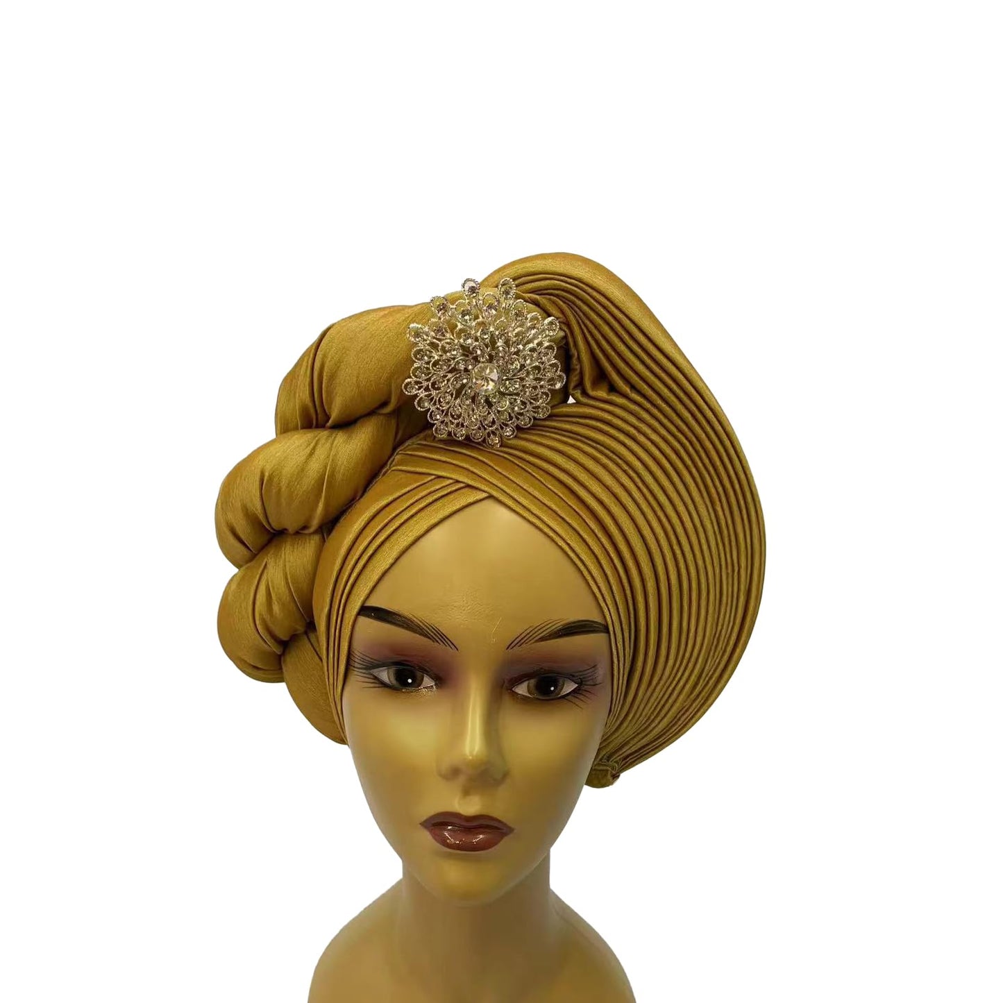 Gele Headties African Headgear for Wedding Party headties Gele Headties Nigerian Handmade Hats for Women (US, Alpha, One Size, Yellow)