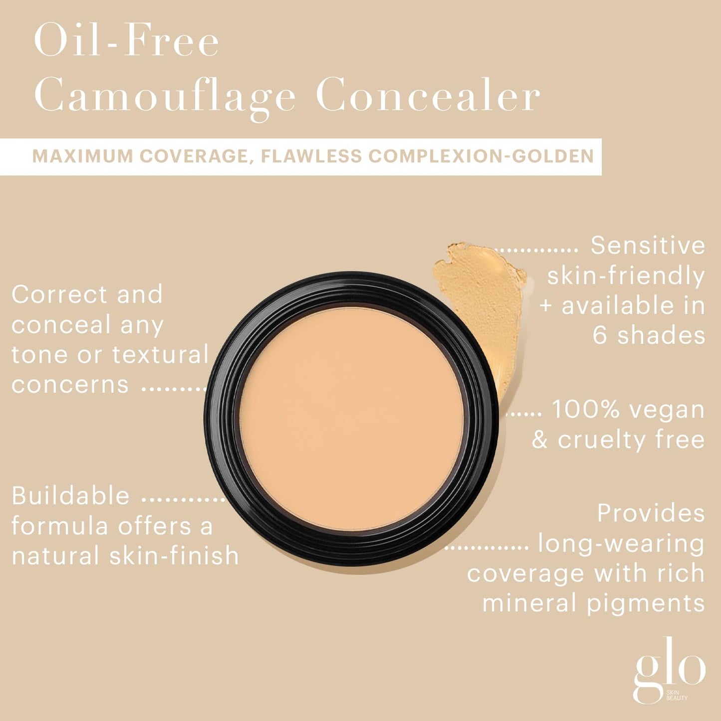 Glo Skin Beauty Oil-Free Camouflage Concealer, Full Coverage, Golden