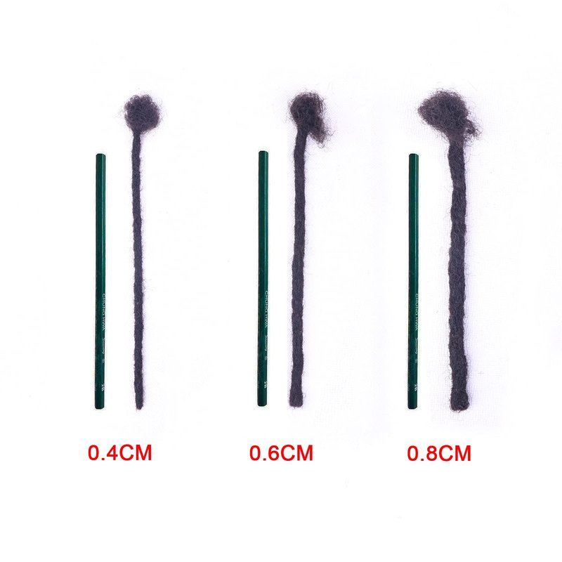 ADIASAI 0.4cm Width 100% Human Hair Loc Extensions 8 Inch 30 Strands Full Handmade Dreadlock Extensions for Men Women Kids Can Be Dyed and Bleached with Needle and Comb 100% Unprocessed Natural Black