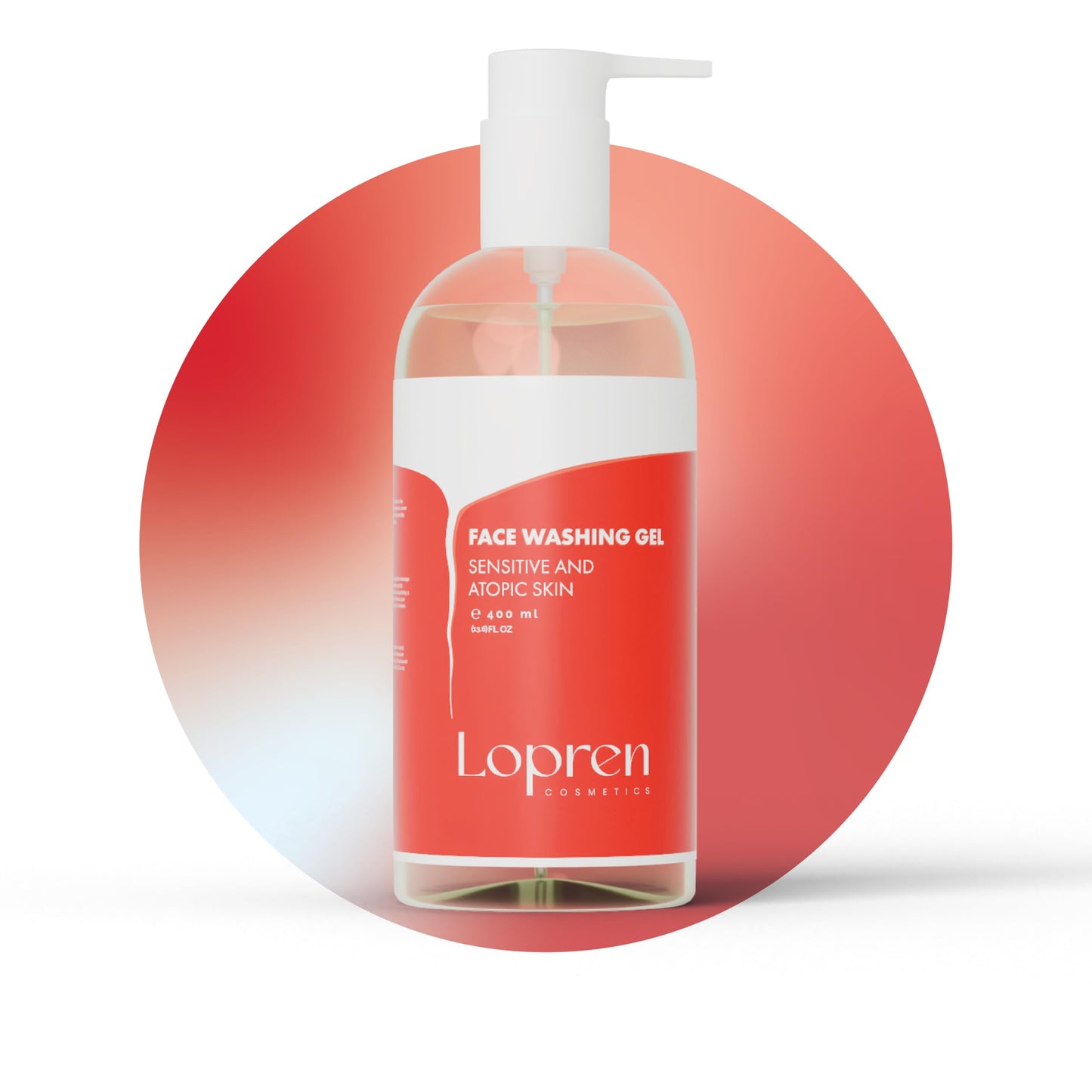 Lopren Facial Cleansing Gel for Sensitive Skin, Chamomile & Aloe-Based Hydrating Face Wash, Gentle Non-Irritating Cleanser with Plant Proteins, Fragrance-Free, 13.5 Fl Oz