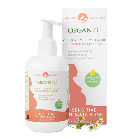 Organyc Feminine Wash for Maternity, Intimate Skin Care, Gentle Hygiene Essentials with Moisturizing Cottonseed Oil & Chamomile, Postpartum Essentials, 8.5 fl oz