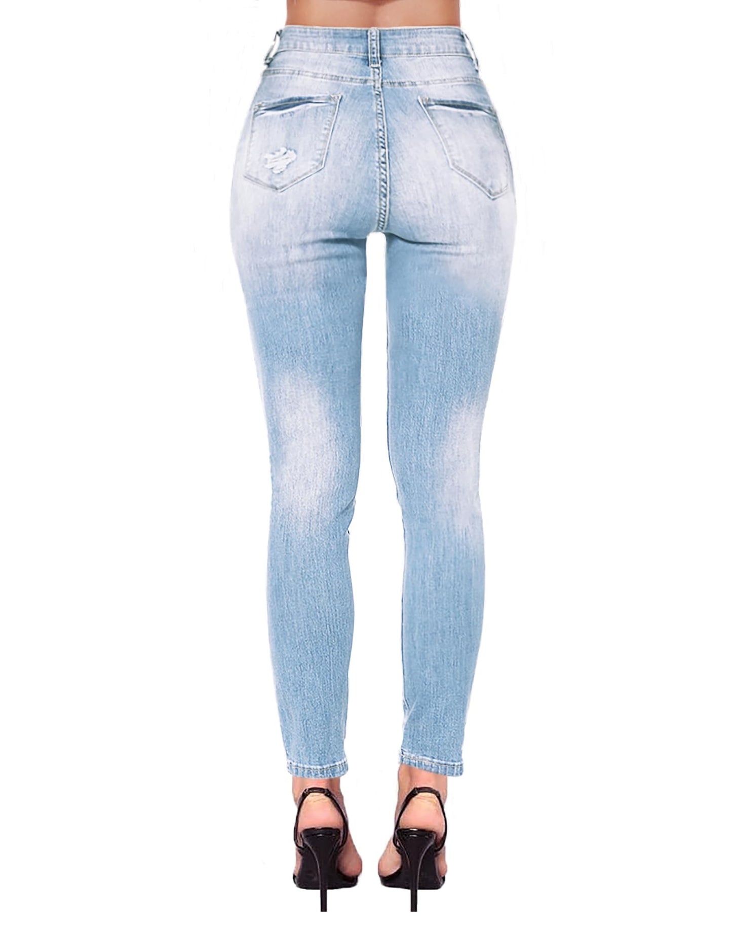 Skirt BL Women's High Waisted Jeans for Women Ripped Skinny Stretch Jeans Distressed Butt Lifting Denim Pants (Blue, US 6)