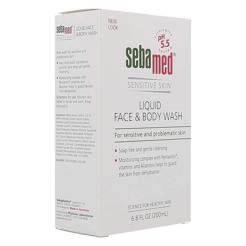 Sebamed Liquid Face & Body Wash 200ml -moisturizing protects the skin from dehydration