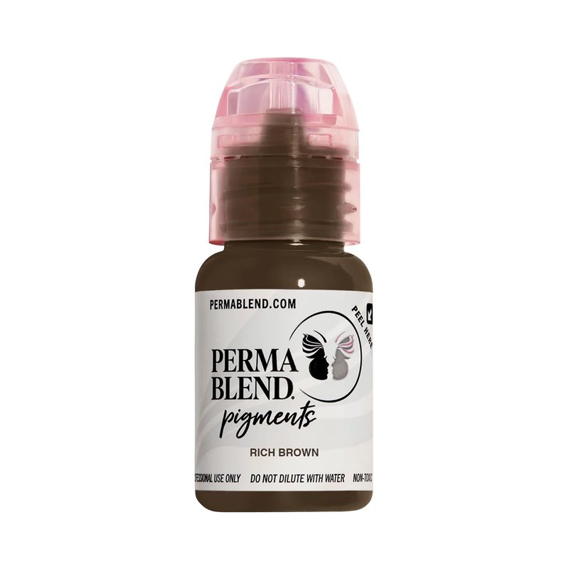 Perma Blend Rich Brown Eyebrow Tattoo Ink Pigment, Professional Brow Microblading Supplies, 1/2 oz Bottle