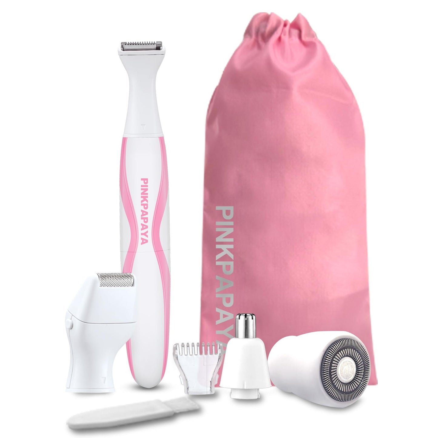Pinkpapaya Electric Bikini Trimmer for Women,4 in 1 Electric Shaver,Bikini Line Hair Removal and Facial Hair Remover,Face Razors & Nose Hair Trimmer,Women's Grooming Kit,Tomato/p9k8