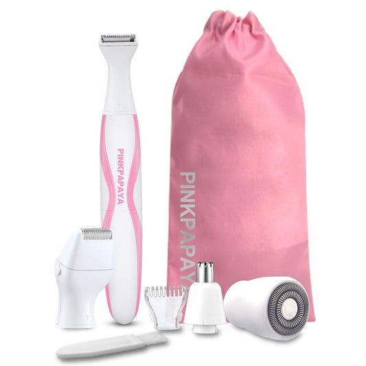 Pinkpapaya Electric Bikini Trimmer for Women,4 in 1 Electric Shaver,Bikini Line Hair Removal and Facial Hair Remover,Face Razors & Nose Hair Trimmer,Women's Grooming Kit,Tomato/p9k8