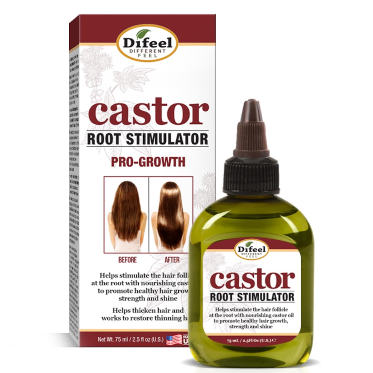 Difeel Castor Pro-Growth Hair Growth Set | Shampoo, Conditioner, Mask & Root Stimulator - 12 oz Each