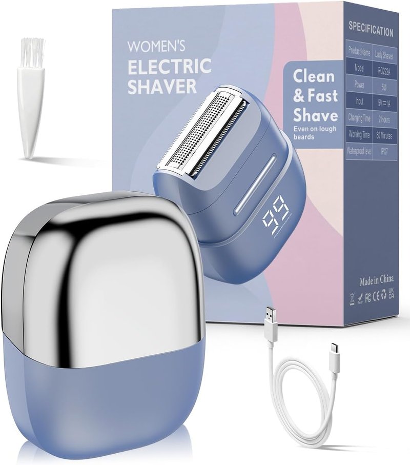 Electric Shaver for Women - Waterproof Mini Cordless Razor for Hair Removal | Sensitive Skin, Silver