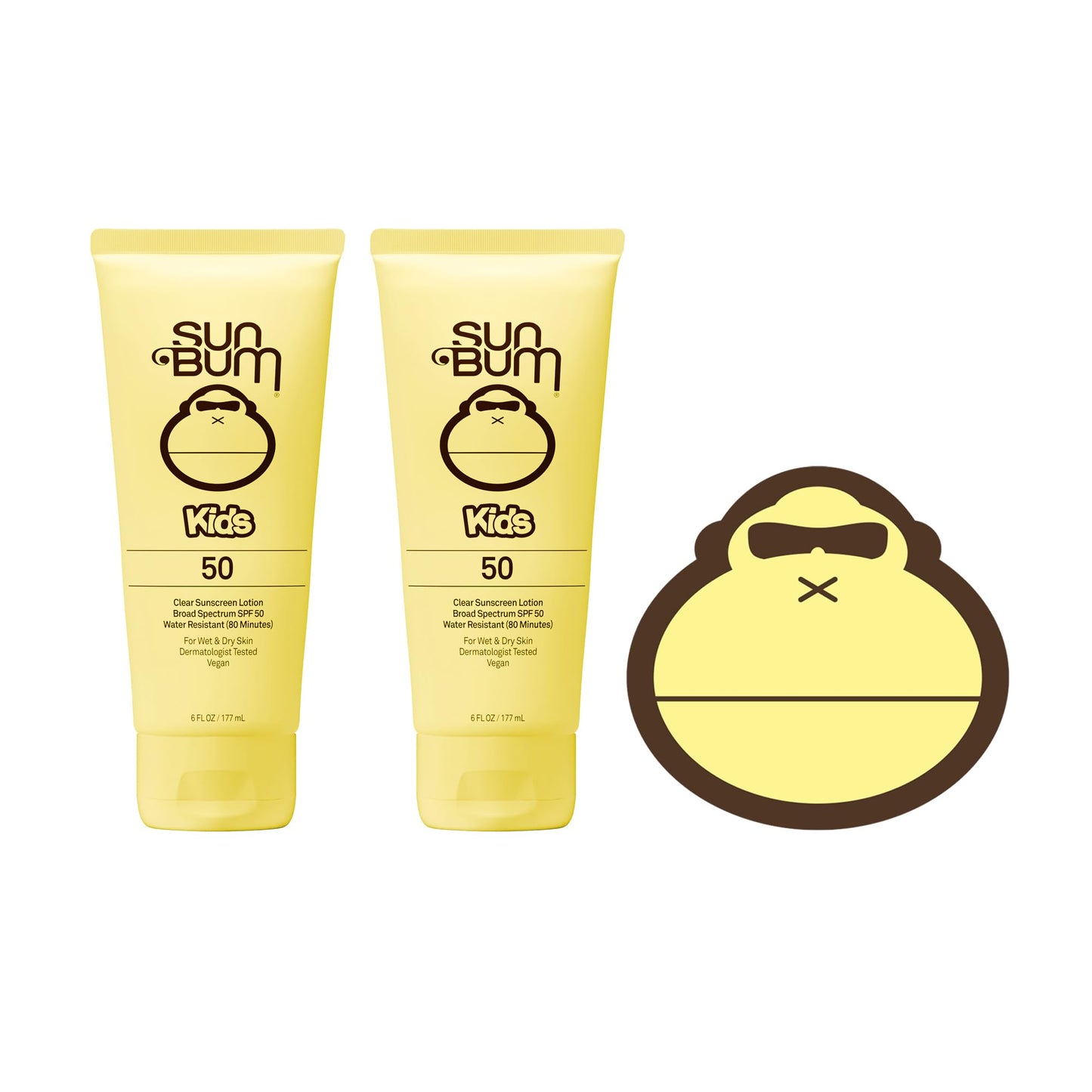 Sun Bum Kids SPF 50 Clear Sunscreen Lotion with Sonny Sticker, Wet or Dry Application, Hawaii 104 Act Compliant (Octinoxate & Oxybenzone Free) Broad Spectrum UVA/UVB Sunscreen, 6 oz (Pack of 2)