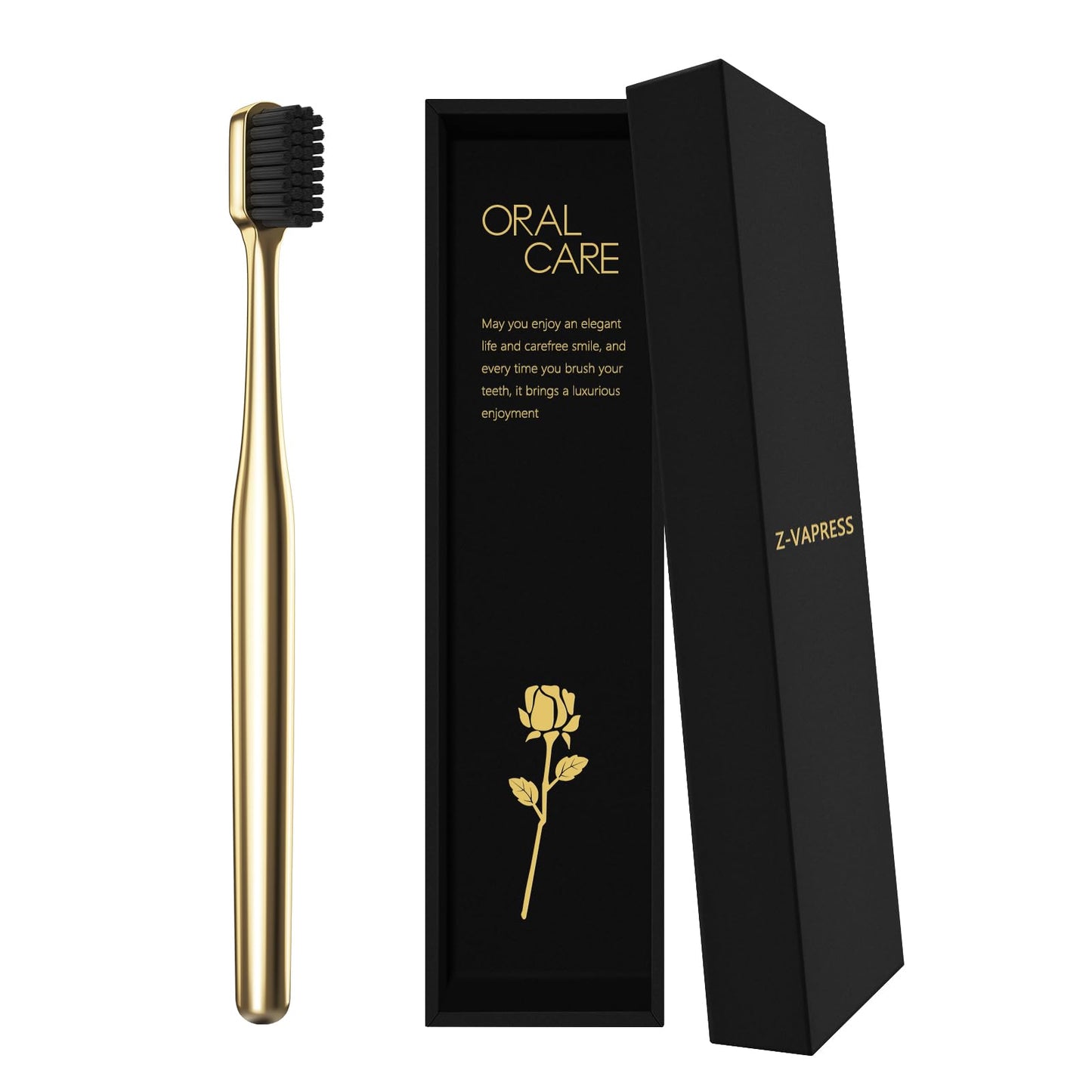 Z-VAPRESS Gold Color Toothbrush Soft Bristles Fancy Toothbrush Home Hospitality Travel Toothbrushes Luxury Gold Color Manual Toothbrushes