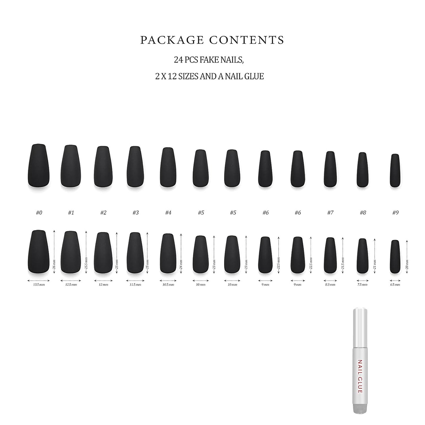 Press On Nails - Maroon Xtreme & Noir Matte Coffin | Trendy, Salon-Quality Reusable Nail Kit