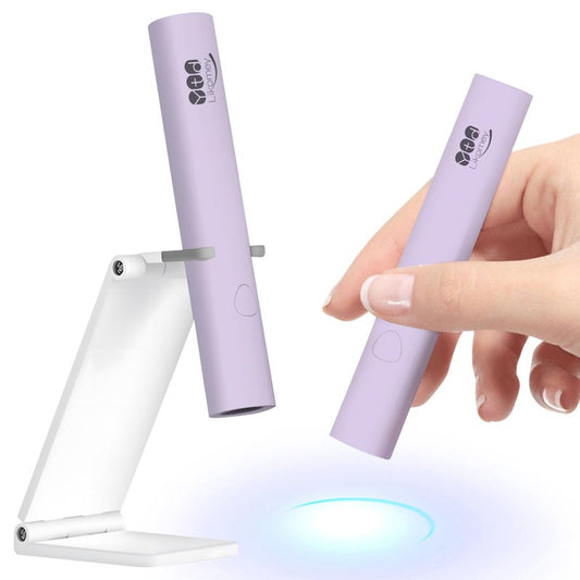 YTD Likomey Handheld UV LED Lamp for Gel Polish,Purple Quick Dry Mini Nail Light with Folding Bracket, Portable Cordless Rechargeable for Fast Curing UV Nail Glue Builder Extension Gel