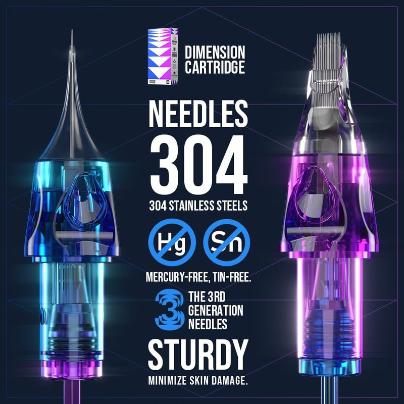 CNC Tattoo Cartridge Needles 20Pcs Disposable Cartridges #12(23RM) Standard 0.35mm Round Magnum M-Taper Needle for Tattoo Pen EN04B-20-1223RM-M