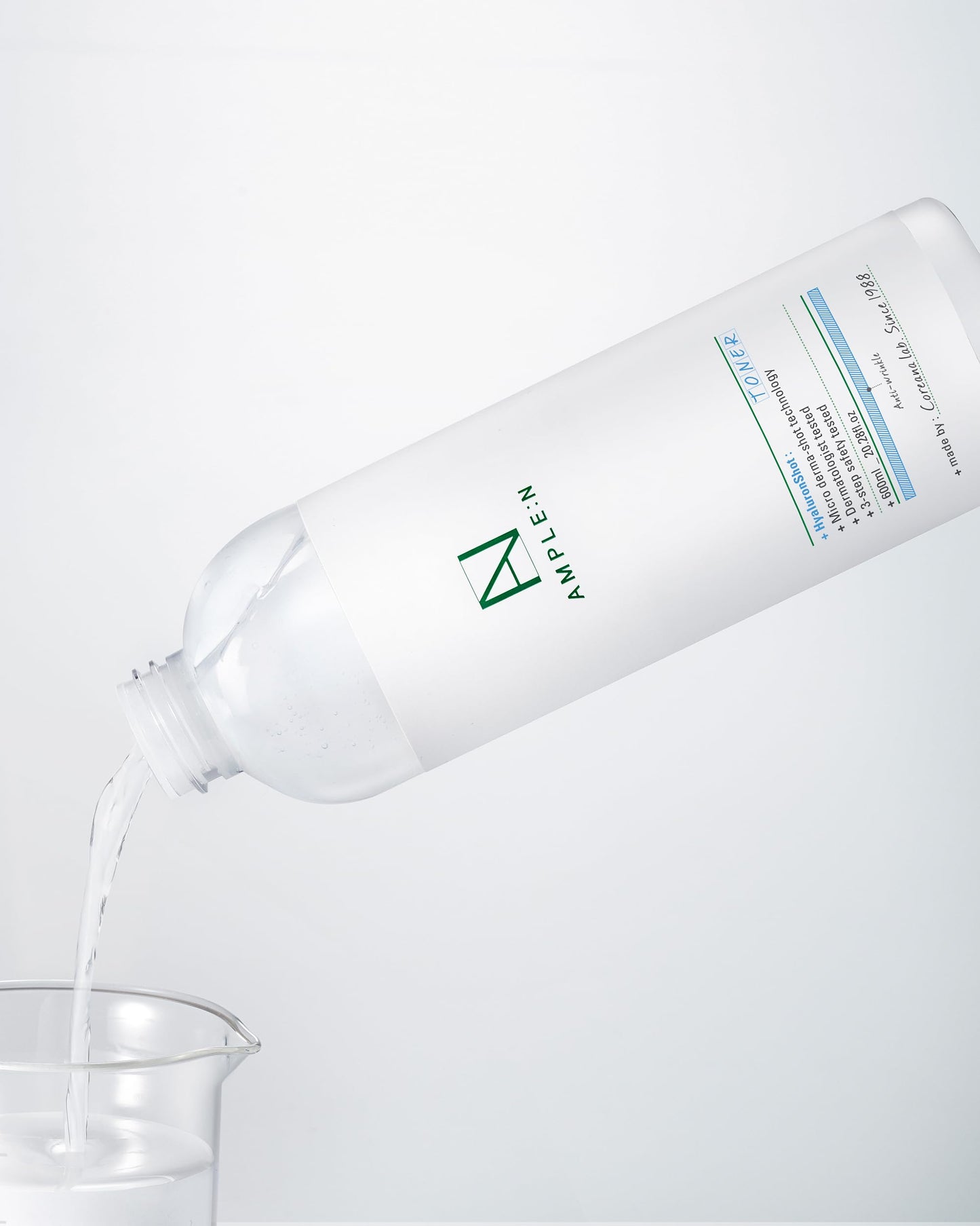 Ample:N Hyaluron Shot Toner – Korean Hyaluronic Acid and Ceramide Hydrating Face Toner - Moisturizing Essence for Minimizing Wrinkles – Dewy Healthy Glow Skin Booster for Dry Skin, 20.3 fl.oz.
