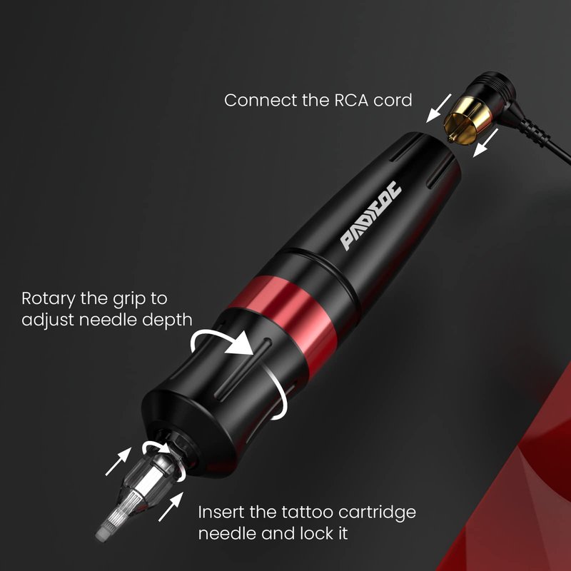 Padieoe Tattoo Gun Kit, Tattoo Kit Wireless Tattoo Machine Kit 1,600 MAH Battery Tattoo Practice Pen with Digital Led Display Type-C Charged Tattoo Supplies for Beginners WTK280