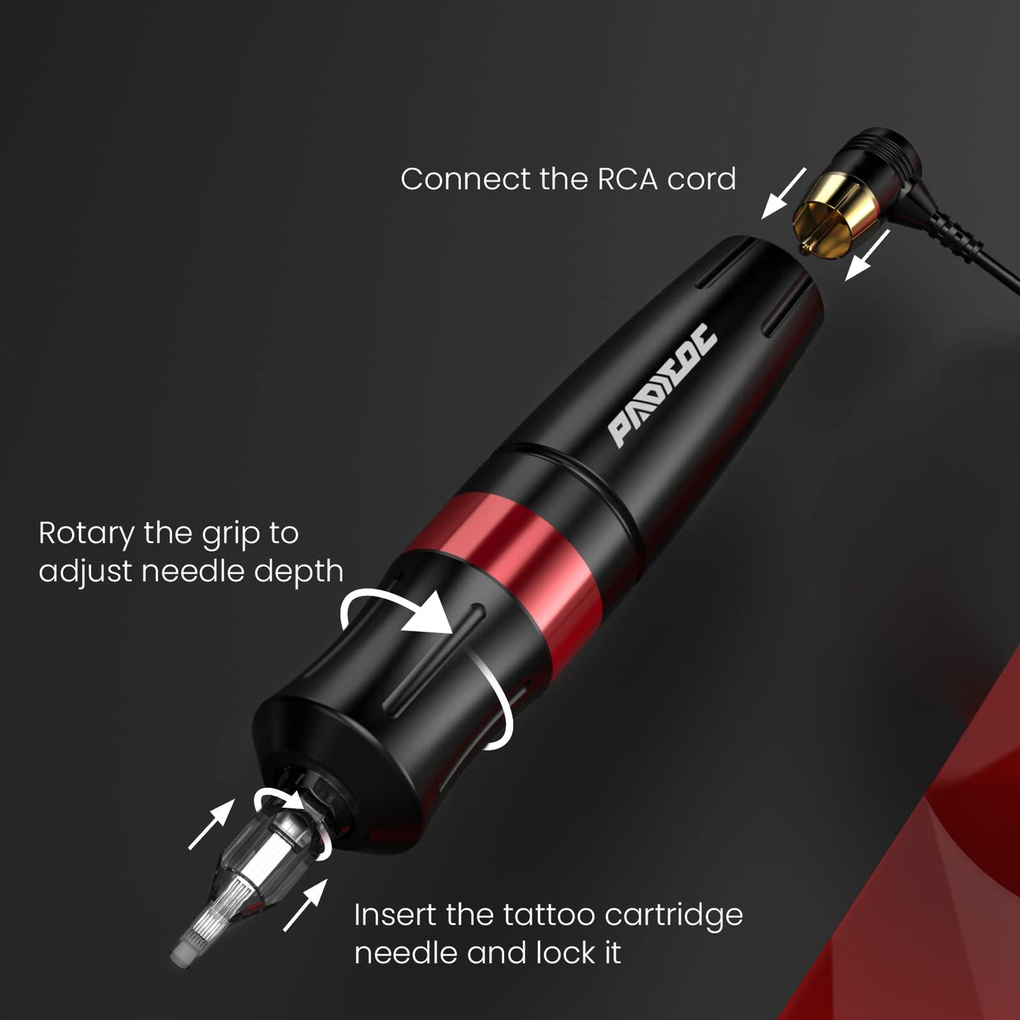 Padieoe Tattoo Gun Kit, Tattoo Kit Wireless Tattoo Machine Kit 1,600 MAH Battery Tattoo Practice Pen with Digital Led Display Type-C Charged Tattoo Supplies for Beginners WTK280