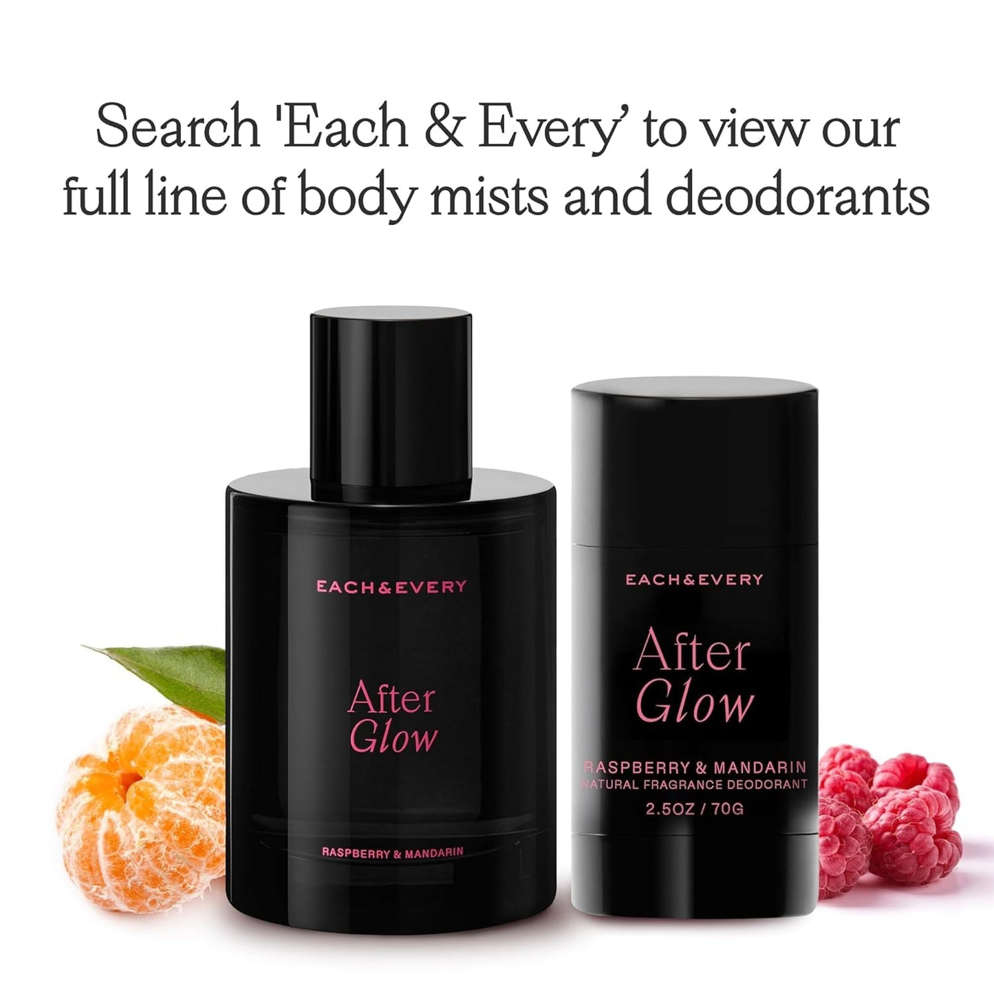 Each & Every Hair & Body Mist - Hair Perfume & Body Spray for Women & Men, 100% Natural Fragrance Rasberry & Mandarain, Resfreshing Bright Sweet (After Glow) - Vegan, Paraben Free, 3.4 fl oz