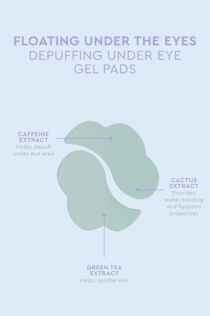 Florence by Mills Floating Under Eye Depuffing Gel Pads - Hydrating & Vegan | 30 Pairs/60 Count