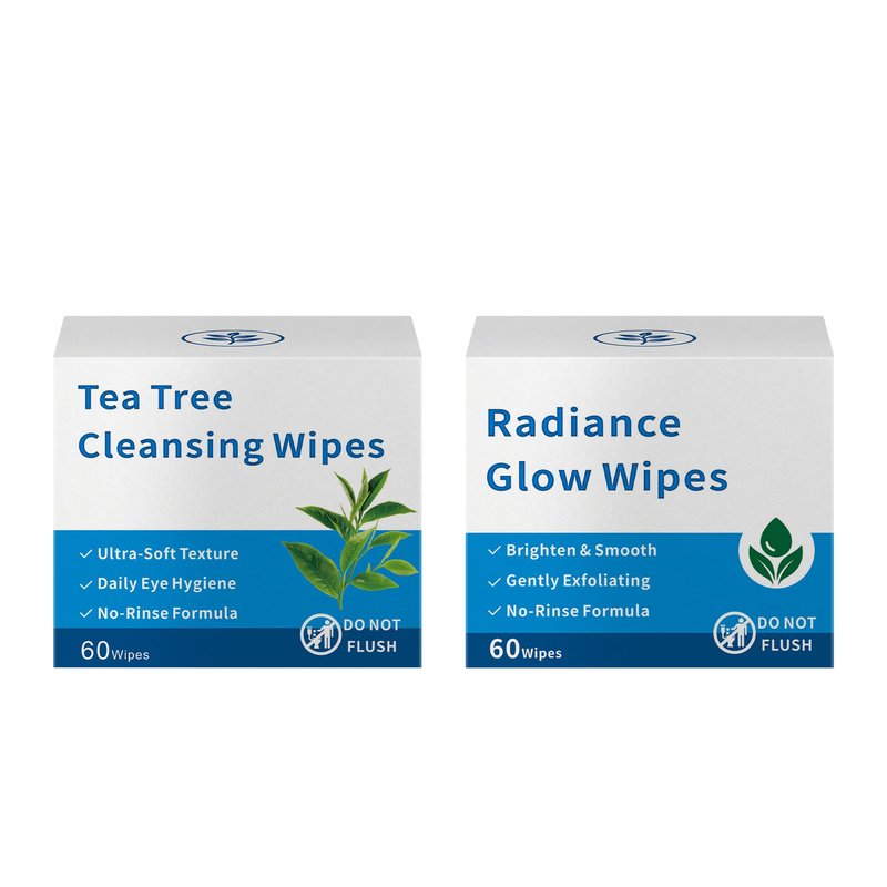 Total 120 Pcs, Glycolic Acid & Exfoliating Facial Radiance Pads & Tea Tree Oil Eyelid Wipes, Makeup Remover Wipes for Face & Eye, Lash & Face Cleansing Wipe, Toner Cotton Rounds, Pore Minimizer Pads
