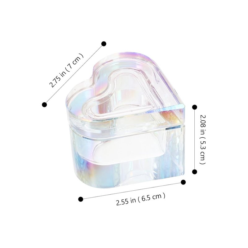 Heart Shaped Glass Nail Dish with Lid - 2.75 Inch Crystal Dappen Dish for Manicure & Nail Art