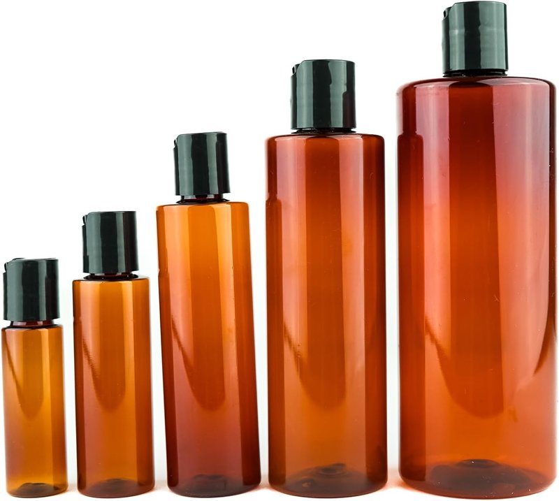 Amber Plastic Bottles - 16oz Reusable Shampoo & Lotion Containers | Pack of 12