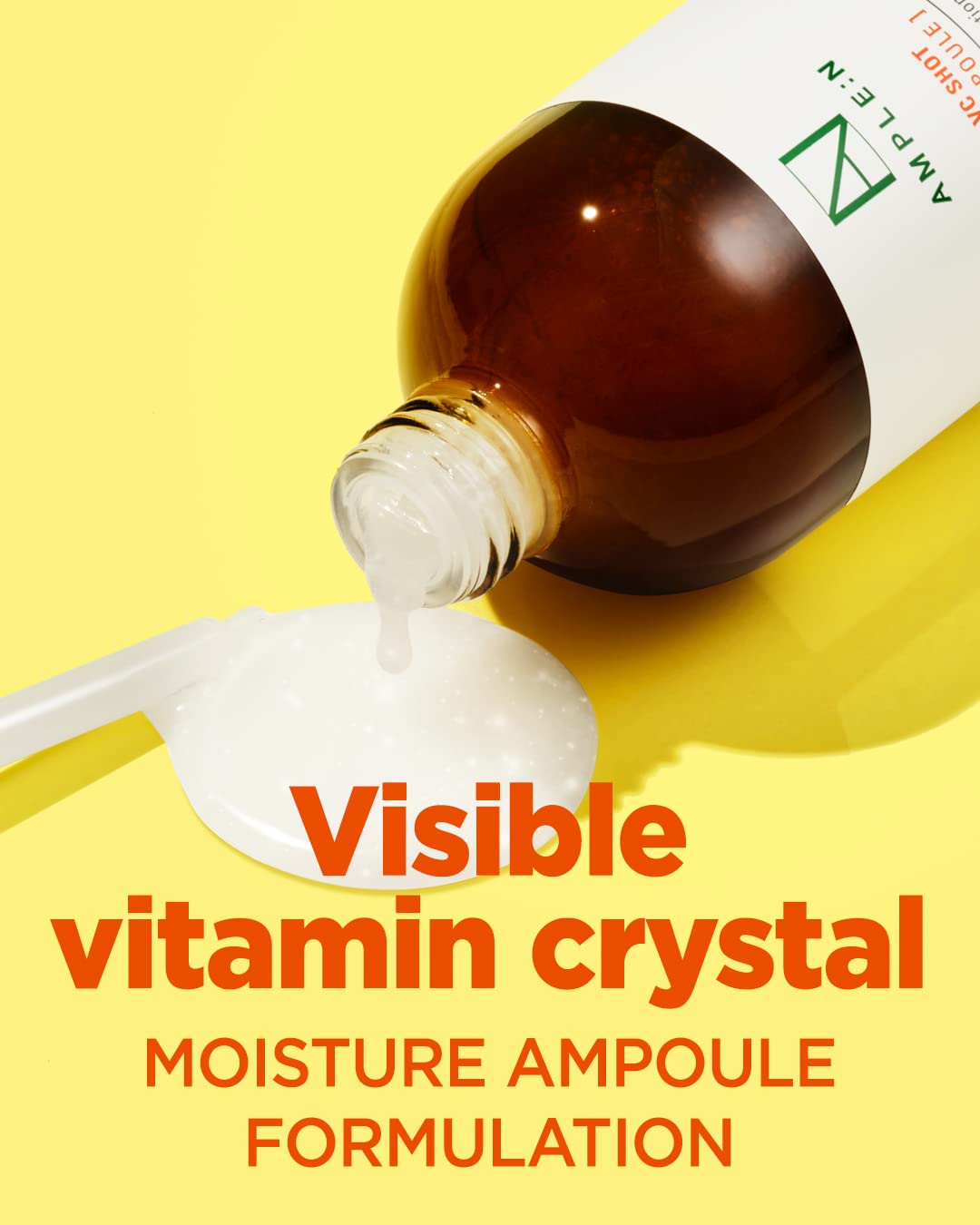 AMPLE:N VC Shot Serum - Korean Anti-Aging Face Serum with Vitamin C – Evens Pigmentation and Aging Spots - Vitamin C to Clear Skin of Sun Damage and Reduce Wrinkles, 3.38 fl.oz.