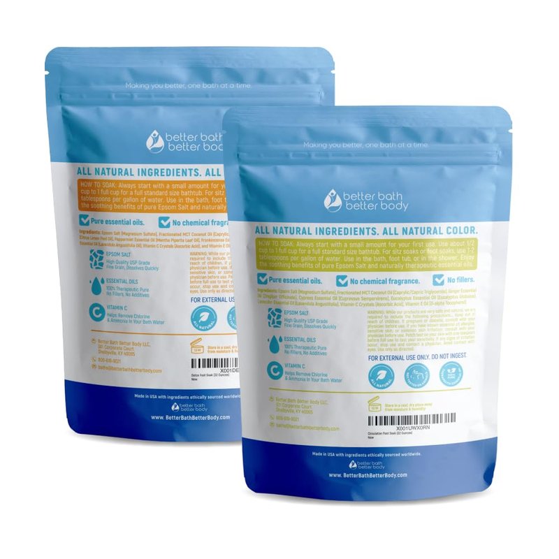 Foot Soak Salts Bundle 3 Pack DIY At Home Spa with USP Epsom Salt and Pure Essential Oils in BPA Free Pouch with Easy Press Lock Seal (2 Lbs Each 6 Lbs Total)