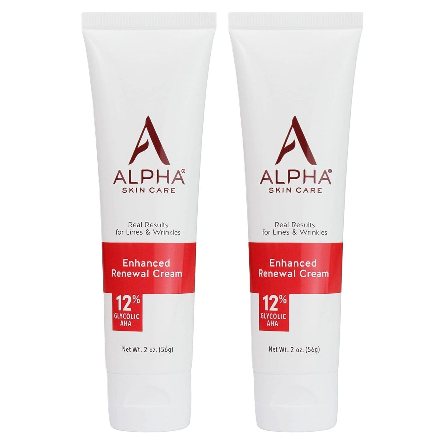 Alpha Skin Care Enhanced Renewal Cream, Anti-Aging Formula, 12% Glycolic Alpha Hydroxy Acid (AHA), Reduces Lines & Wrinkles, For Normal to Dry Skin, 2 oz, Pack of 2