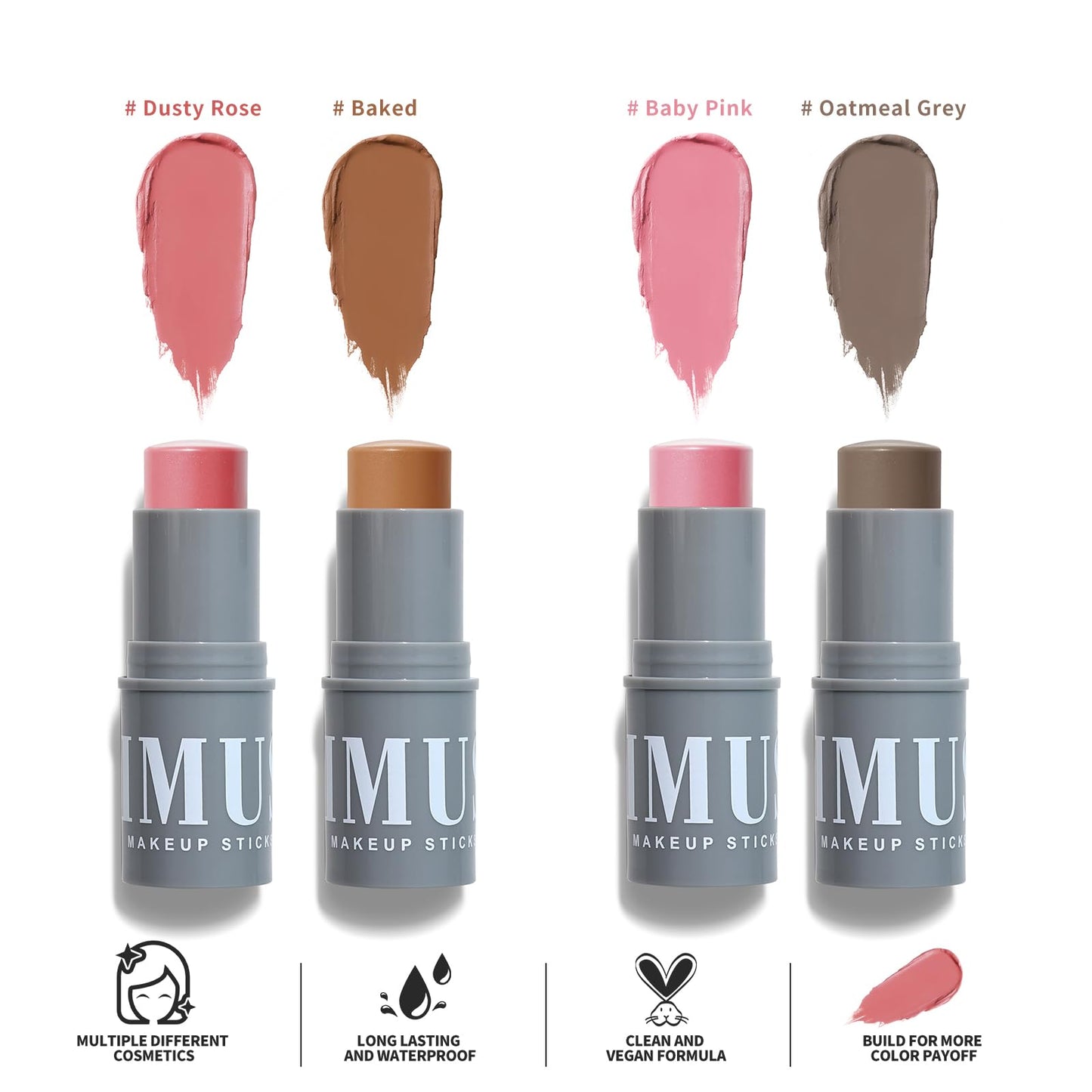 KIMUSE Cream Contour Stick Duo – 2-in-1 Cream Blush & Bronzer Shaping Stick, Highly Pigmented, Long Lasting Waterproof Formula, Lightweight & Blendable, Vegan Face Makeup Sticks for All Skin Tones