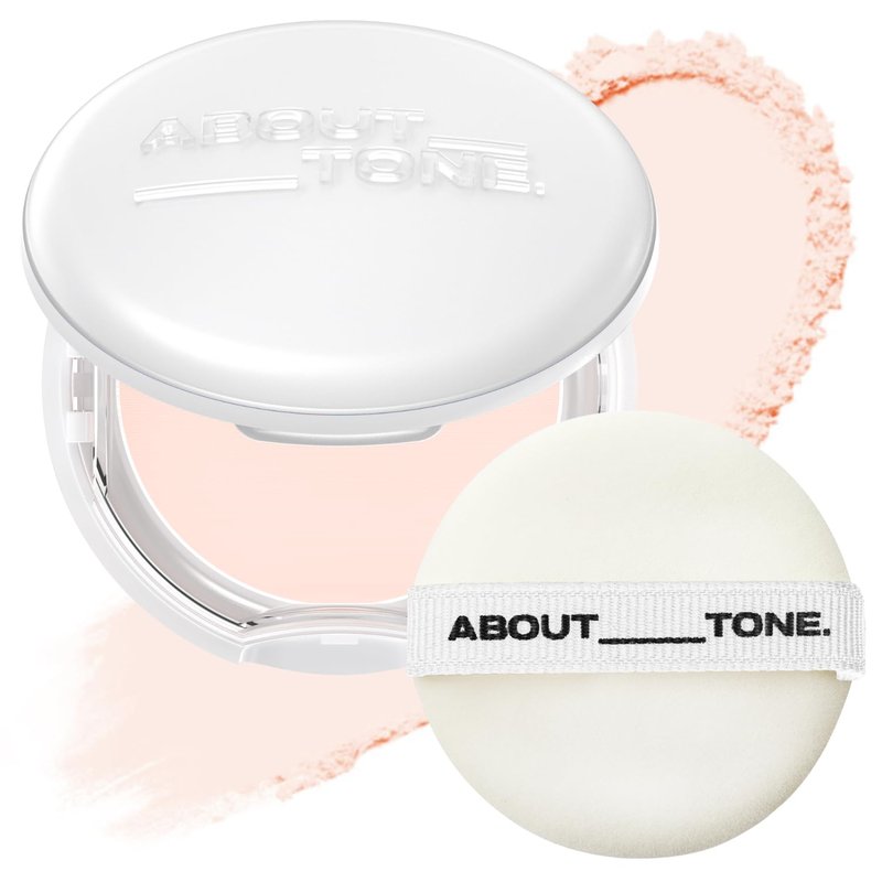 ABOUT TONE Powder Pact - Pressed Powder Compact with Mirror and Puff Makeup Fixing Setting Natural Blur Semi-Matte Finish Transparent Face Tone-Up Oil & Sebum Control Vegan (SEBUM CUT POWDER PACT)