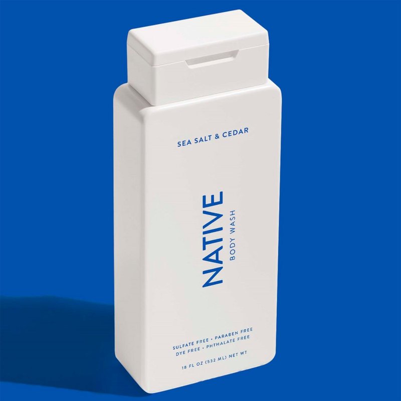 Native Body Wash Contains Naturally Derived Ingredients | For Women & Men, Sulfate, Paraben, & Dye Free Leaving Skin Soft and Hydrating | Sea Salt & Cedar 18 oz