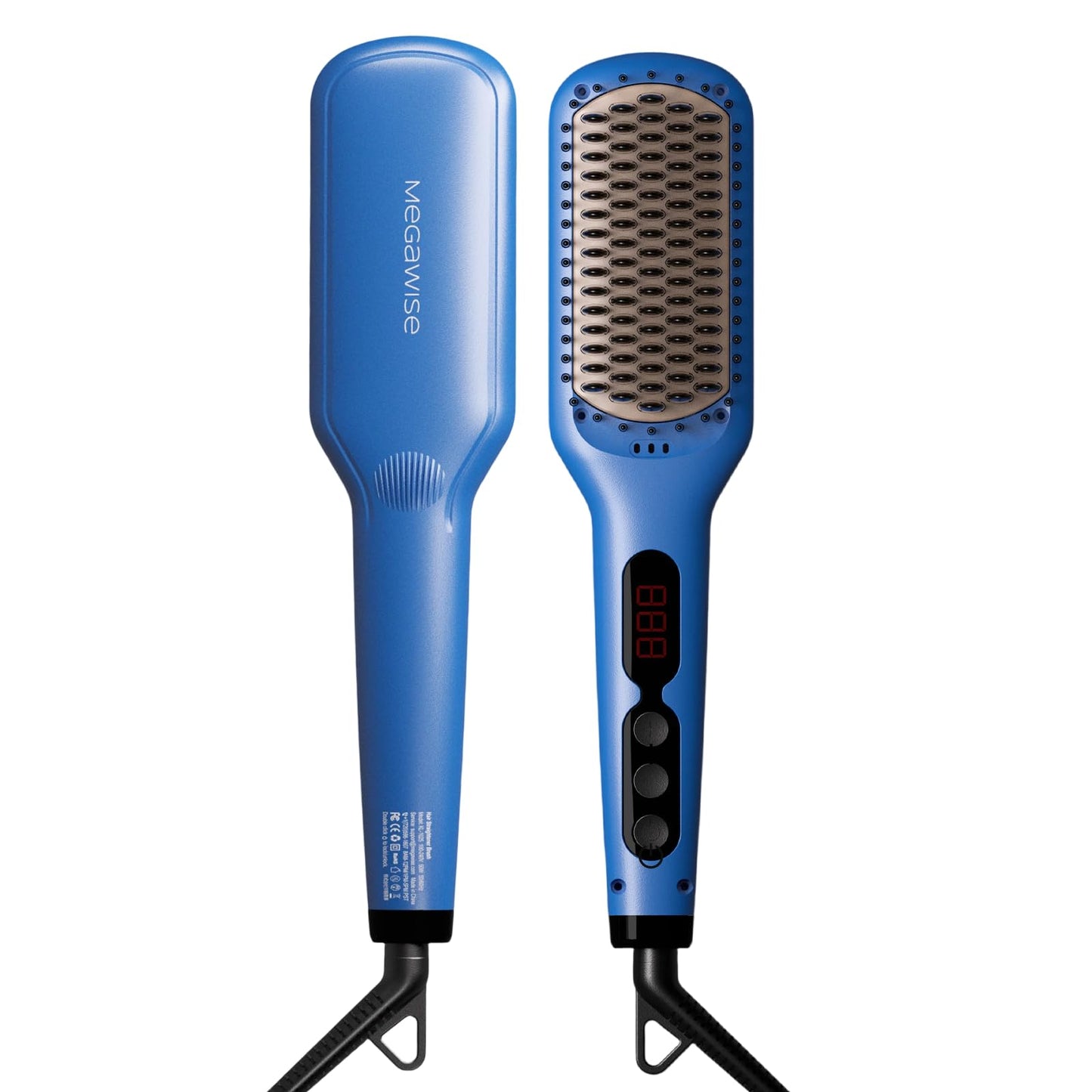MEGAWISE Ionic Ceramic Hair Straightener Brush, 20-Second Fast Heating Ionic Hot Brush for Smooth, Frizz-Free Hair, Anti-Scald with Auto Shut-Off, Easy Daily Styling for All Hair Types