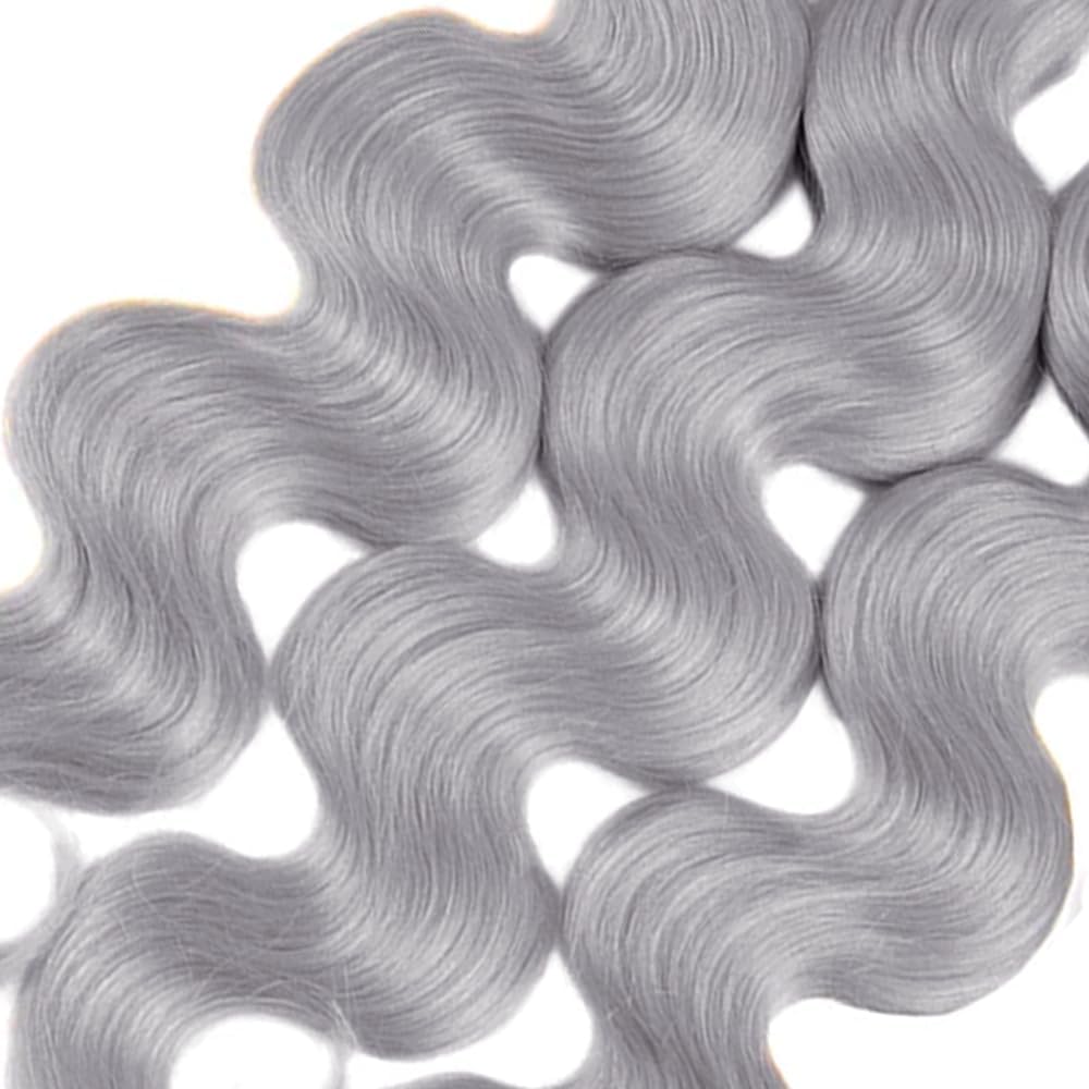 Grey Body Wave Human Hair Bundles 3 Bundles Body Wave Hair Brazilian Virgin Human Hair Extensions Unprocessed Hair Bundles for Women 12 14 16 Inch 300g