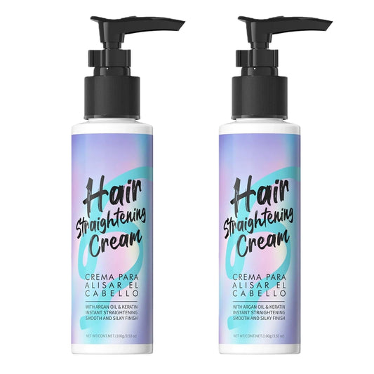 gowwim Hair Straightener Cream, 72h Long-Lasting Frizz Control Heat Protection up to 230°c (450℉) Plant Extracts Nourishing Smoothing Straightening Cream for Frizzy & Curly Hair
