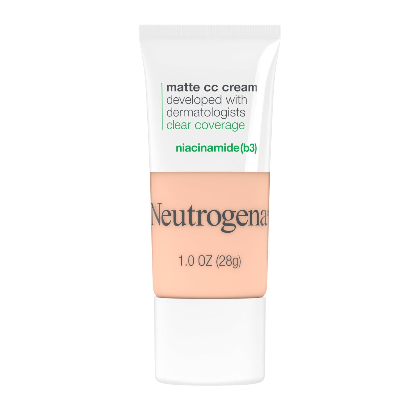 Neutrogena Clear Coverage Flawless Matte CC Cream, Full-Coverage Color Correcting Cream Face Makeup with Niacinamide (b3), Hypoallergenic, Oil Free & -Fragrance Free, Golden Ecru, 1 oz (Pack of 2)