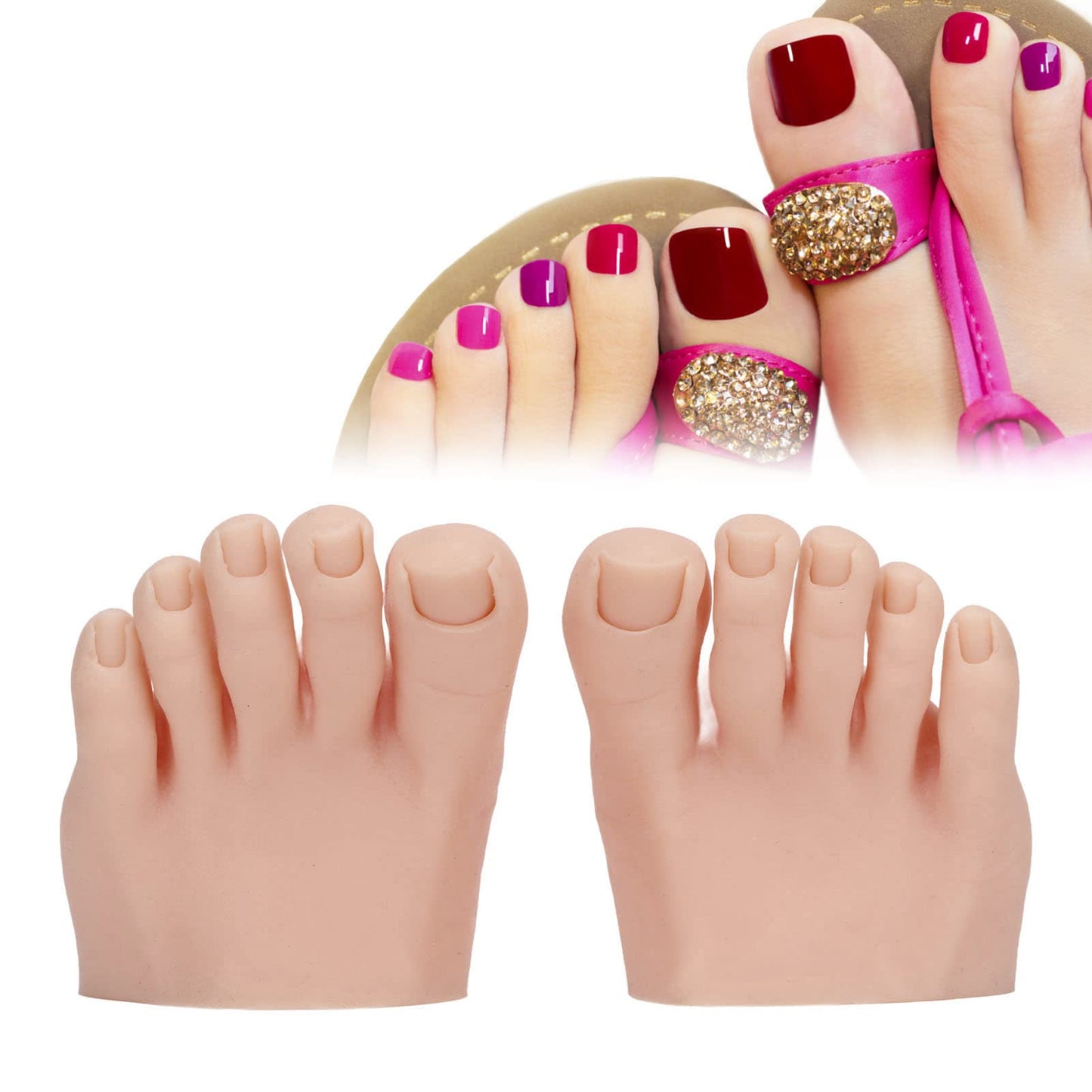 Fayelume 1 Pair Fake Foot, Silicone Feet, Nail Art Training Foot, Silicone Practice Feet Model, for Pedicure, Toe Nail Art, Acrylic Nails