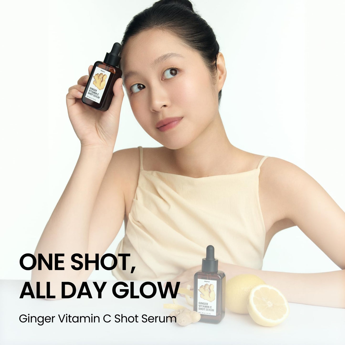 delphyr Ginger Vitamin C Shot Serum | Daily serum with Ginger Extract & Vitamin C | Targets dark spots and dullness | Korean vegan skincare for all skin types