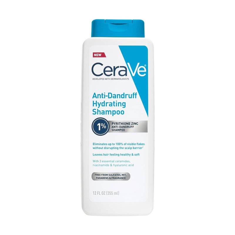 CeraVe Hydrating Anti-Dandruff Shampoo - 1% Pyrithione Zinc Treatment with Ceramides & Niacinamide | 12 Oz