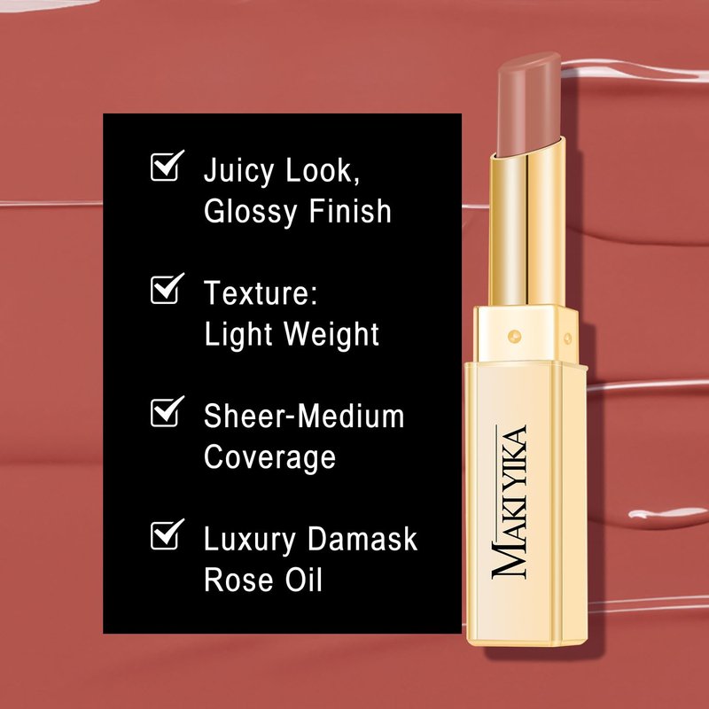 MAKI YIKA Moisture Nude Lipstick for Women Hydrate Tinted Lip Balm for Mother's Day Dry Cracked Lips Sheer Lipstick Lip Tinted Glossy Finish,MA055 Mica Nude