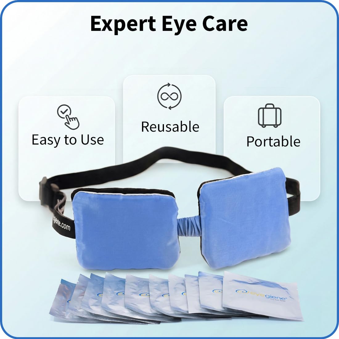EyeGiene Insta-Warmth System Eye Mask with 10 Pairs of Warming Wafers, Heated Dry Eye Mask, Multi-Use Heat Treatment for Dryness, Fatigue, Styes, Blepharitis, Medical Device, Travel Accessories