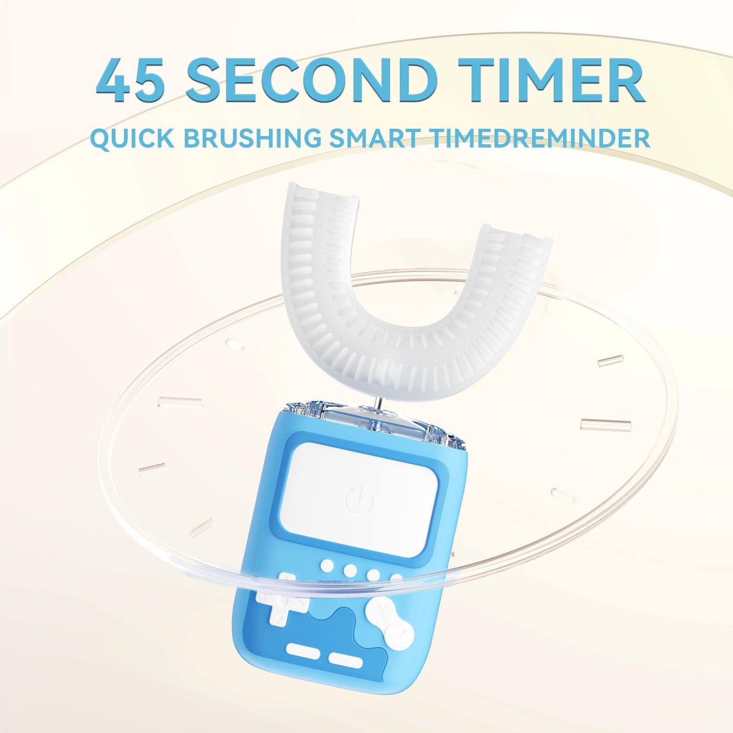 yeklike Adult Ultrasonic Electric Toothbrush, 360° Oral Cleaning for Stain & Whitening, IPX7 Waterproof Rechargeable, U-Shape Brush Head×3 + Straight Handle Brush Head×2 + Storage Cup