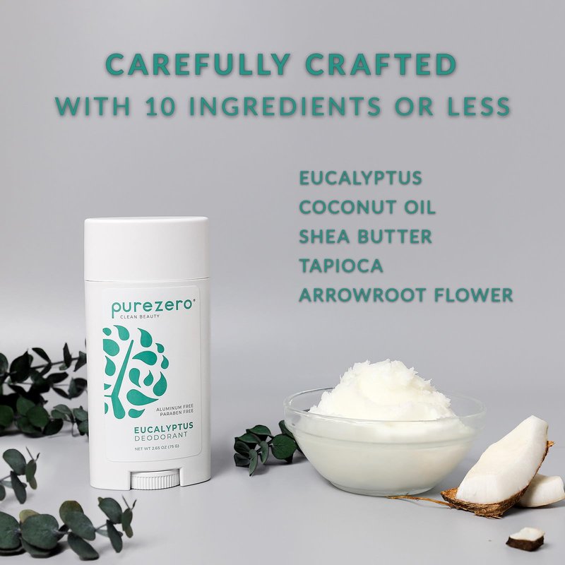 Purezero Deodorant | EUCALYPTUS | Aluminum & Paraben Free with Baking Soda and 24-Hour Odor Protection | For Women & Men | Infused with Shea Butter & Coconut Oil (1 Pack)