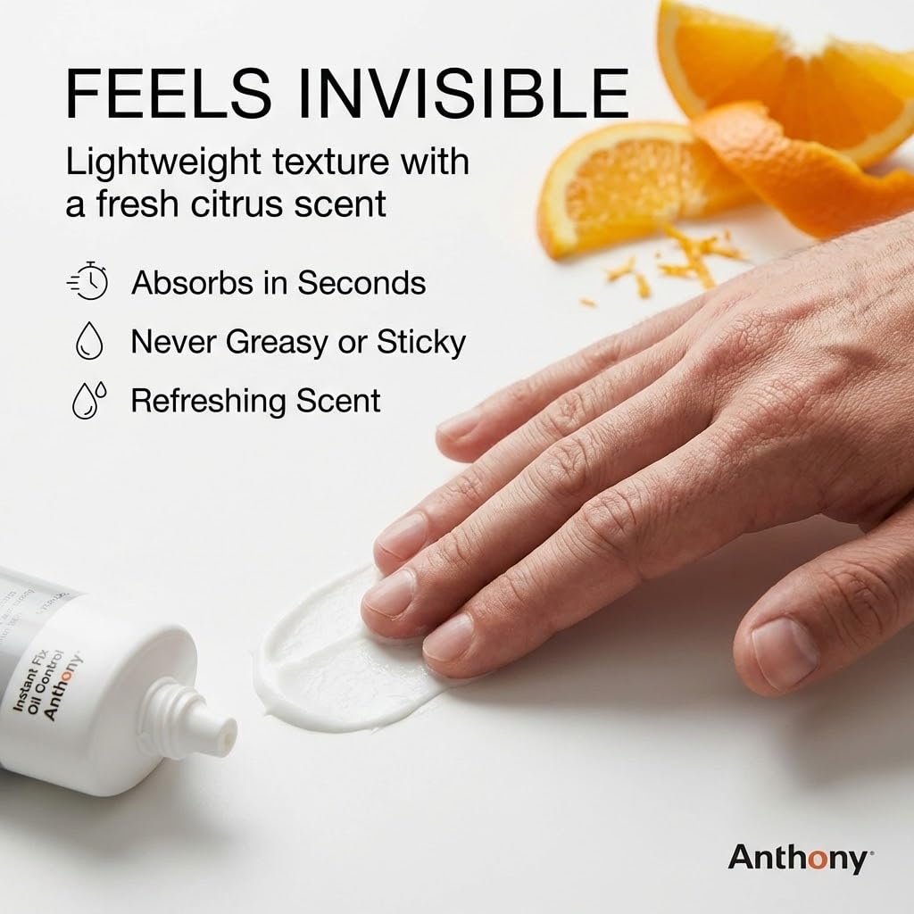 Anthony Instant Fix Oil Control for Men – Mattifying Lotion for Oily Skin – Moisturizer and Pore Minimizer Instantly Eliminates Shine – 3 Fl Oz