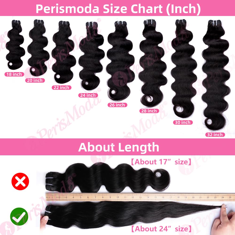 Perismoda Body Wave Human Hair Bundles 15A Raw Human Hair Bundles 100% Unprocessed Brazilian Virgin Human Hair Extensions 18 Inch 1 Bundle Quick Weave Hair Extensions Natural Color