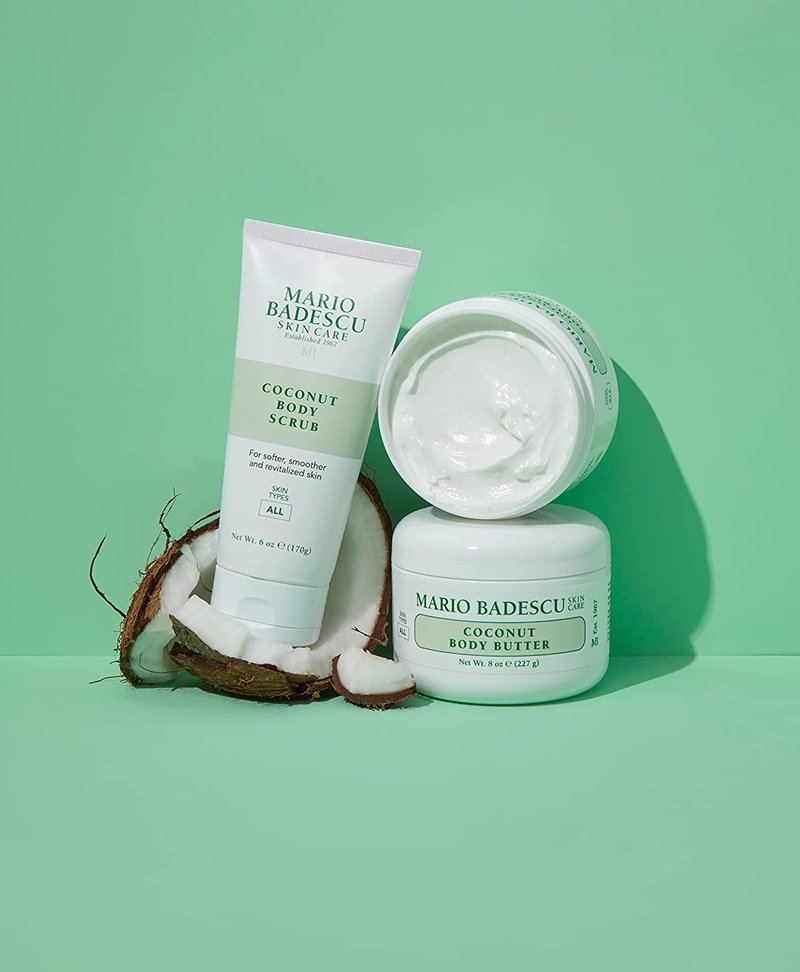 Mario Badescu Best of Body Essentials 4 Piece Kit, Skincare Gift Set Includes Lip Balm, Coconut Scrub, Coconut Body Butter & Special Hand Cream With Vitamin E