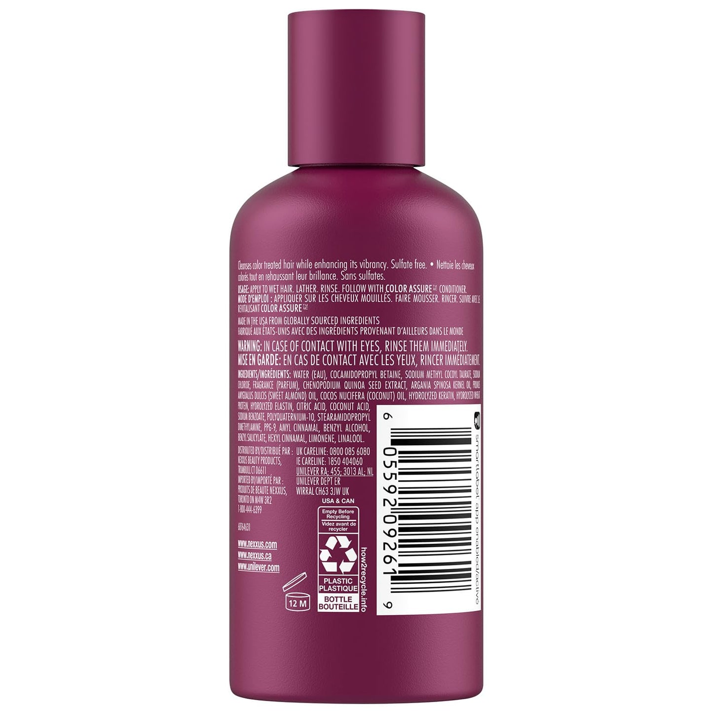 Nexxus Shampoo, Color Assure, Travel-Size 3-Pack – Replenishes and Extends Hair Color Vibrancy, 3 Oz Ea