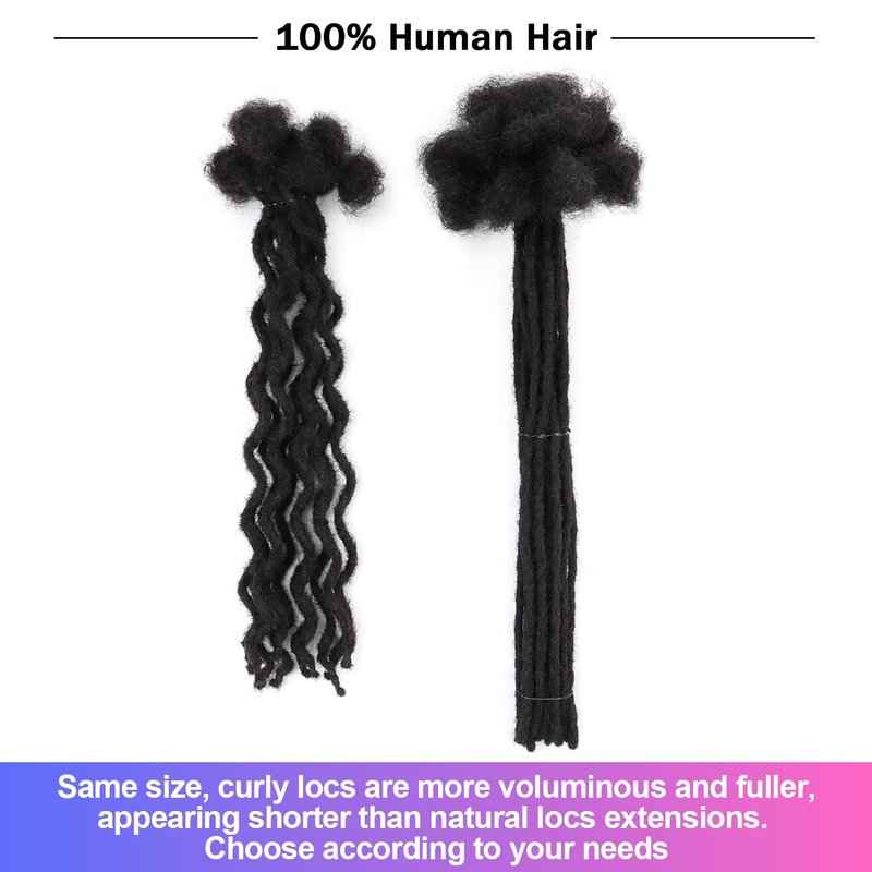 Curly Wave Loc Extensions Human Hair 0.4cm&0.6cm width 6-18inch 10,30 strands 100% human hair locs extensions for men women Handmade Permanent Dread Extensions0.6cm 12inch 10strands