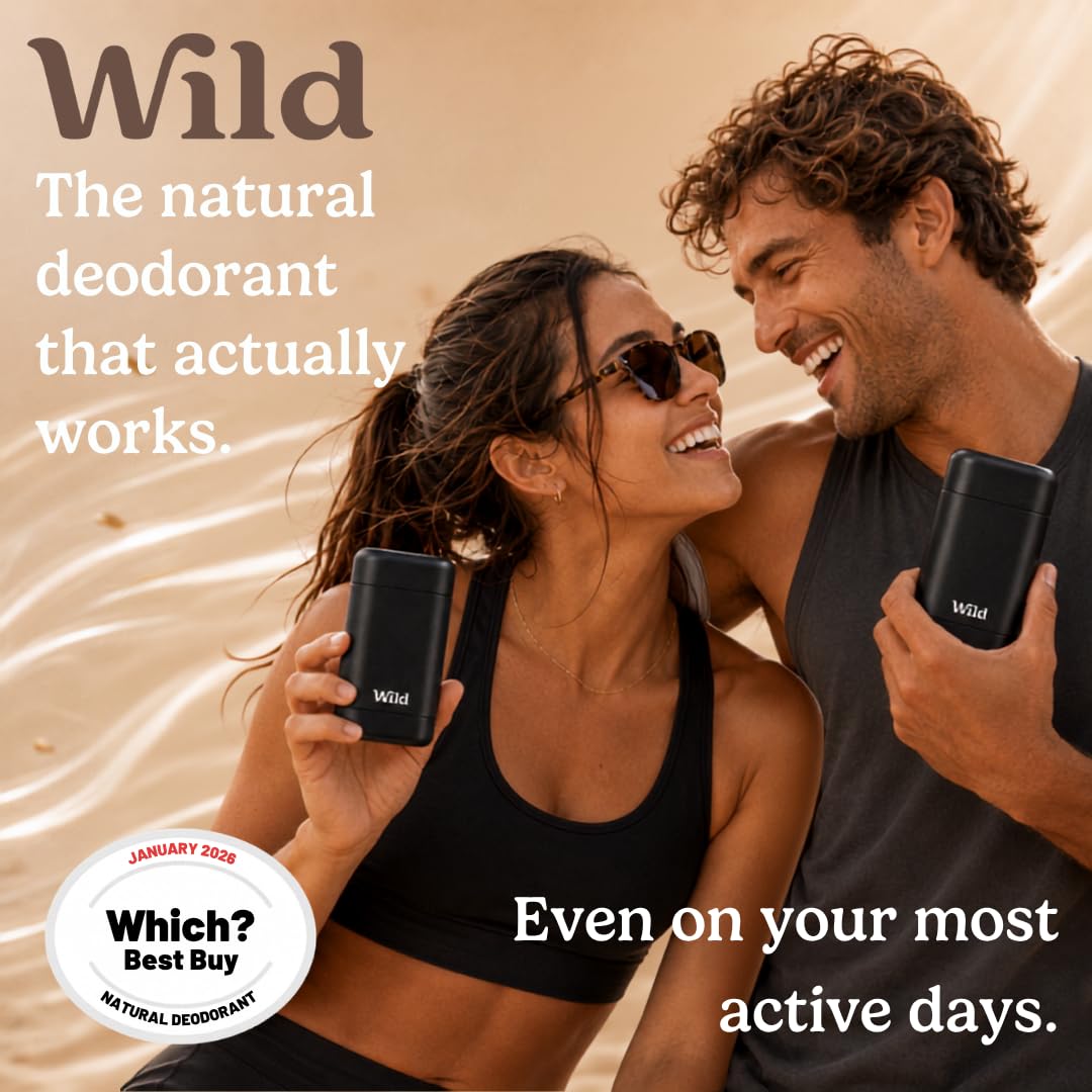 Wild Aluminum Free Natural Deodorant Ultimate Starter Kit - Black Case - Natural Ingredients & 24 Hour Odor Protection - Women & Men's - Variety of Scents - Case + 5 Refills