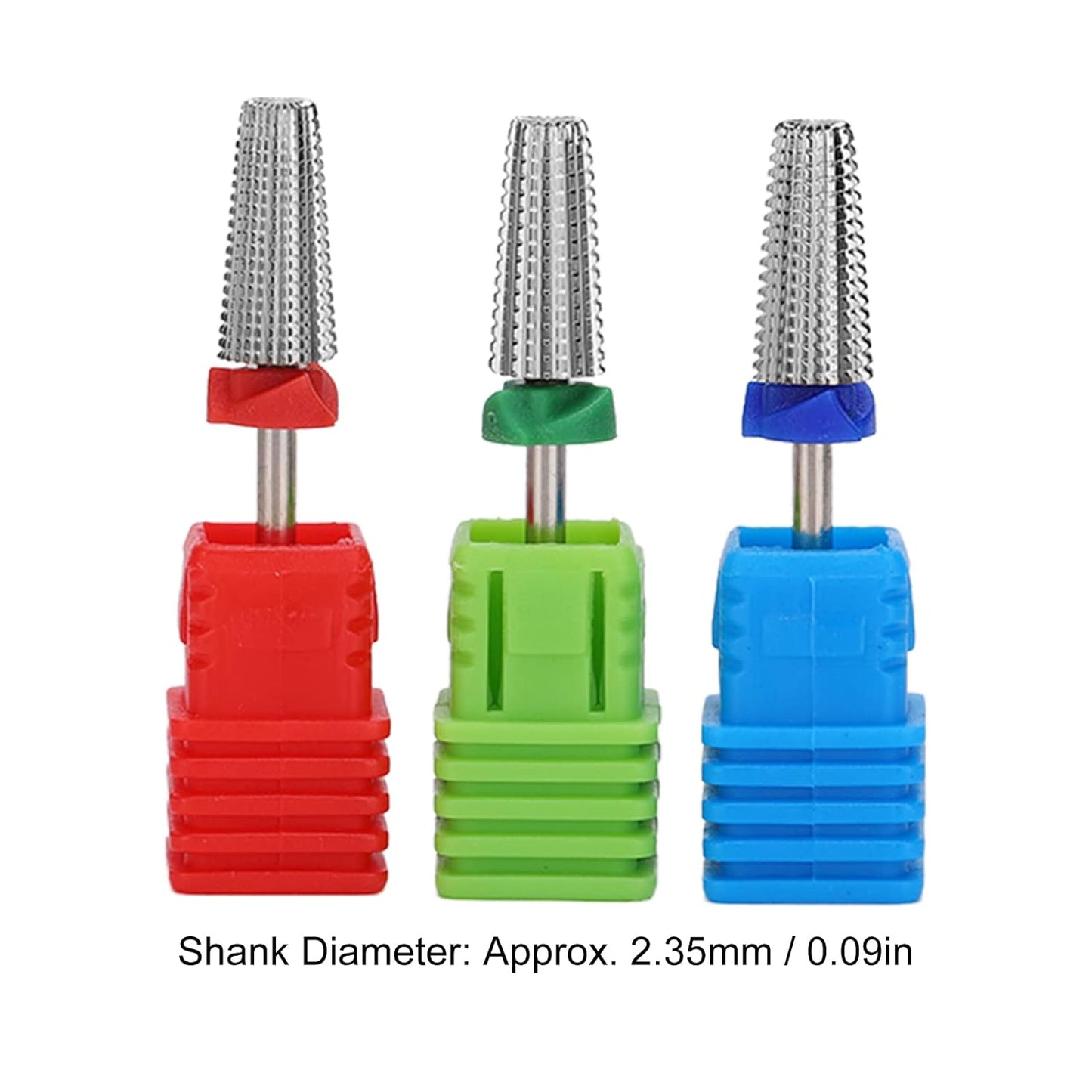 Nail Drill Bits Set - Tungsten Steel Gel Remover Tools for Manicure & Pedicure | 3pcs, 2.35mm Shank Diameter