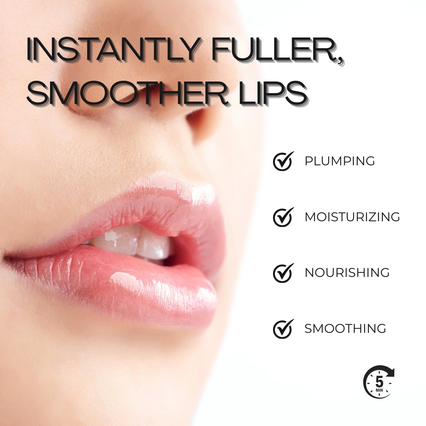BEAUTICAL Instant Lip Plumper, Hydrating Lip Serum with Hyaluronic Acid, Guarana & Horse Chestnut Extract, Non-Sticky Moisturizing Lip Plumping Gloss, Anti-Aging Lip Care, 5ml
